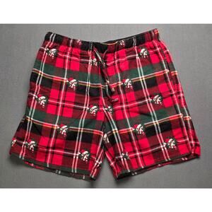 Bucees Womens Small Christmas Plaid Flannel Pajama Sleep Lounge Shorts Beaver